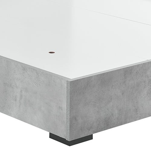 Queen Size Bed Frame With Fabric Upholstery And MDF Base Cement Colour