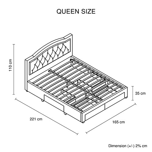 Emily Bed Frame Grey Velvet Fabric With Four MDF Drawers And Wheels-Queen Size