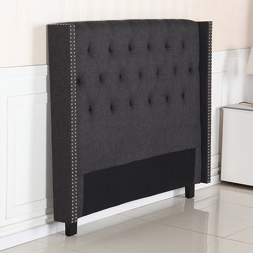 Charcoal colour - Modern Charcoal Upholstered Bed Head with Studded Buttons