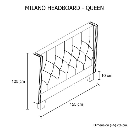 Headboards - Modern Charcoal Upholstered Bed Head with Studded Buttons
