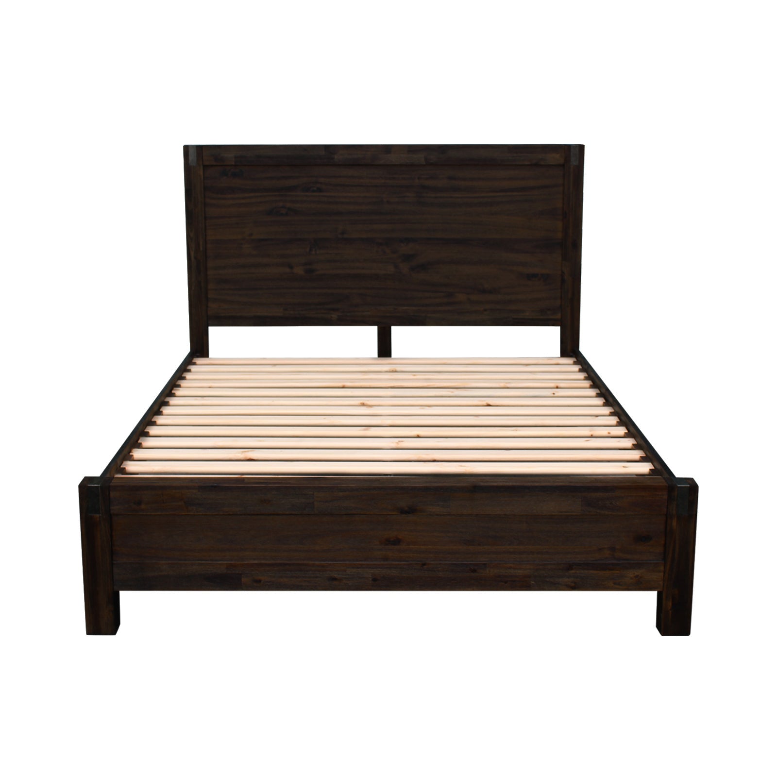 Bed Frame Queen Size Solid Acacia Wood Chocolate Finish