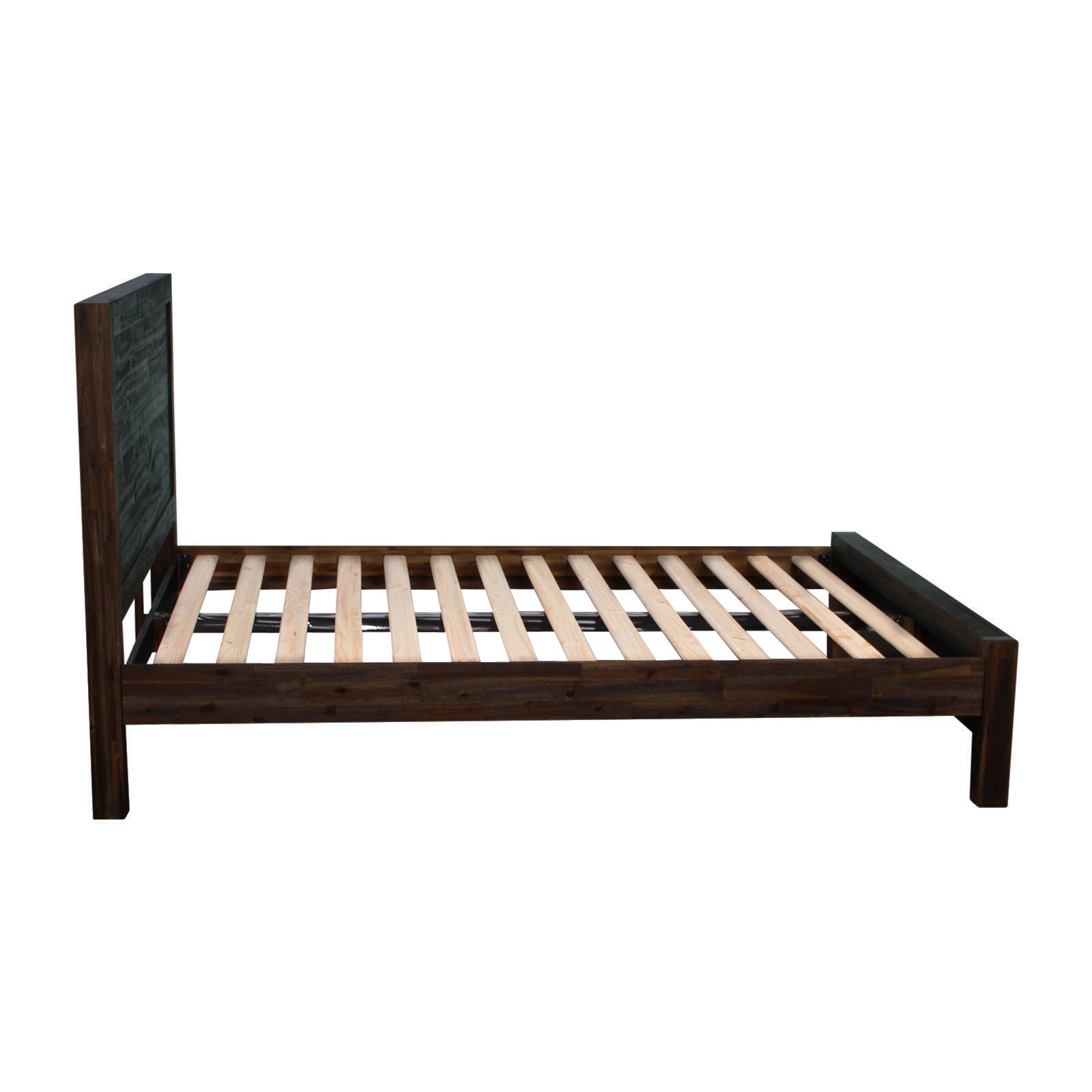 Bed Frame Queen Size Solid Acacia Wood Chocolate Finish