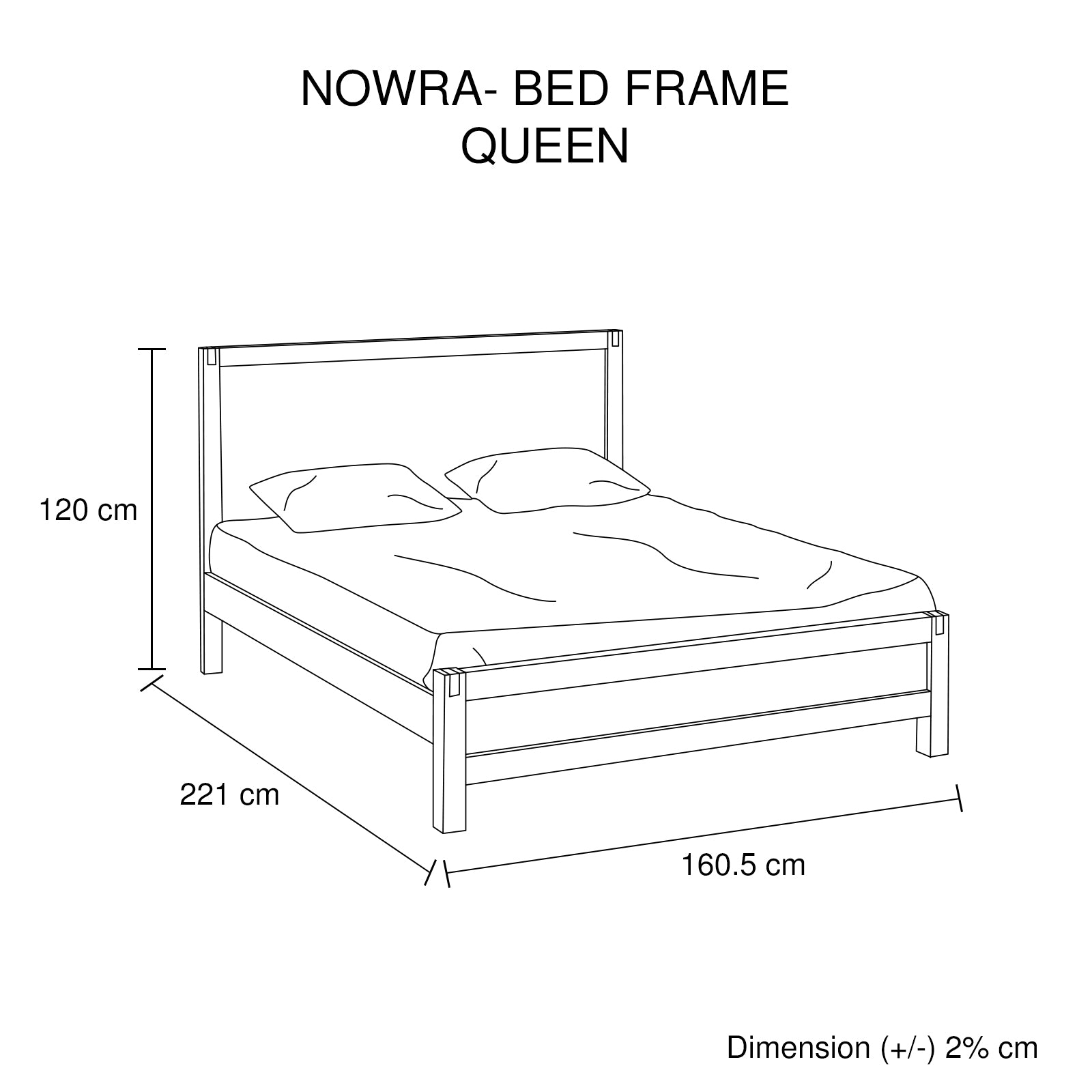 Bed Frame Queen Size Solid Acacia Wood Chocolate Finish