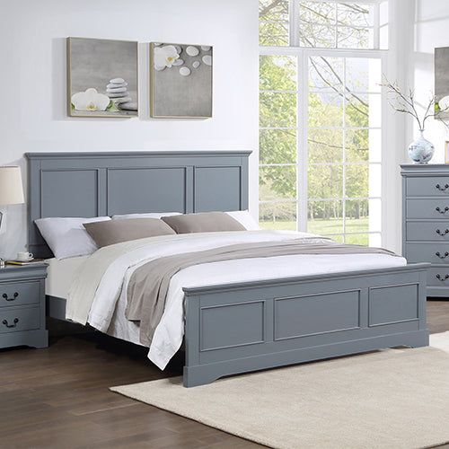 King Size Solid Wood Bed Frame With Slatted Support Grey