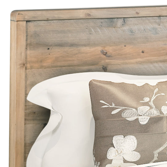 Double Size Solid Wood Bed Frame With Antique Light Brown