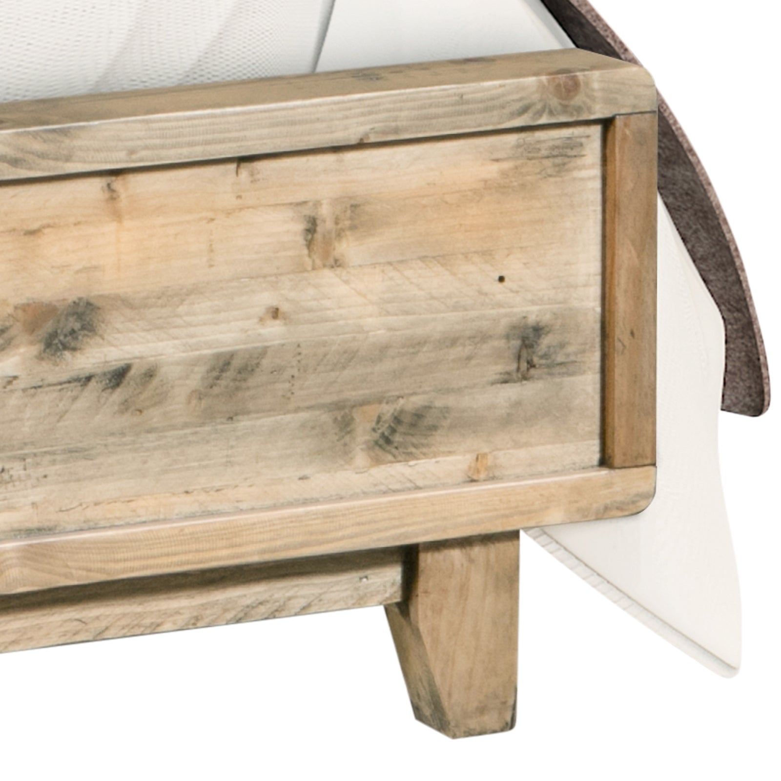 Queen Size Solid Wood Bed Frame With Antique Light Brown Finish