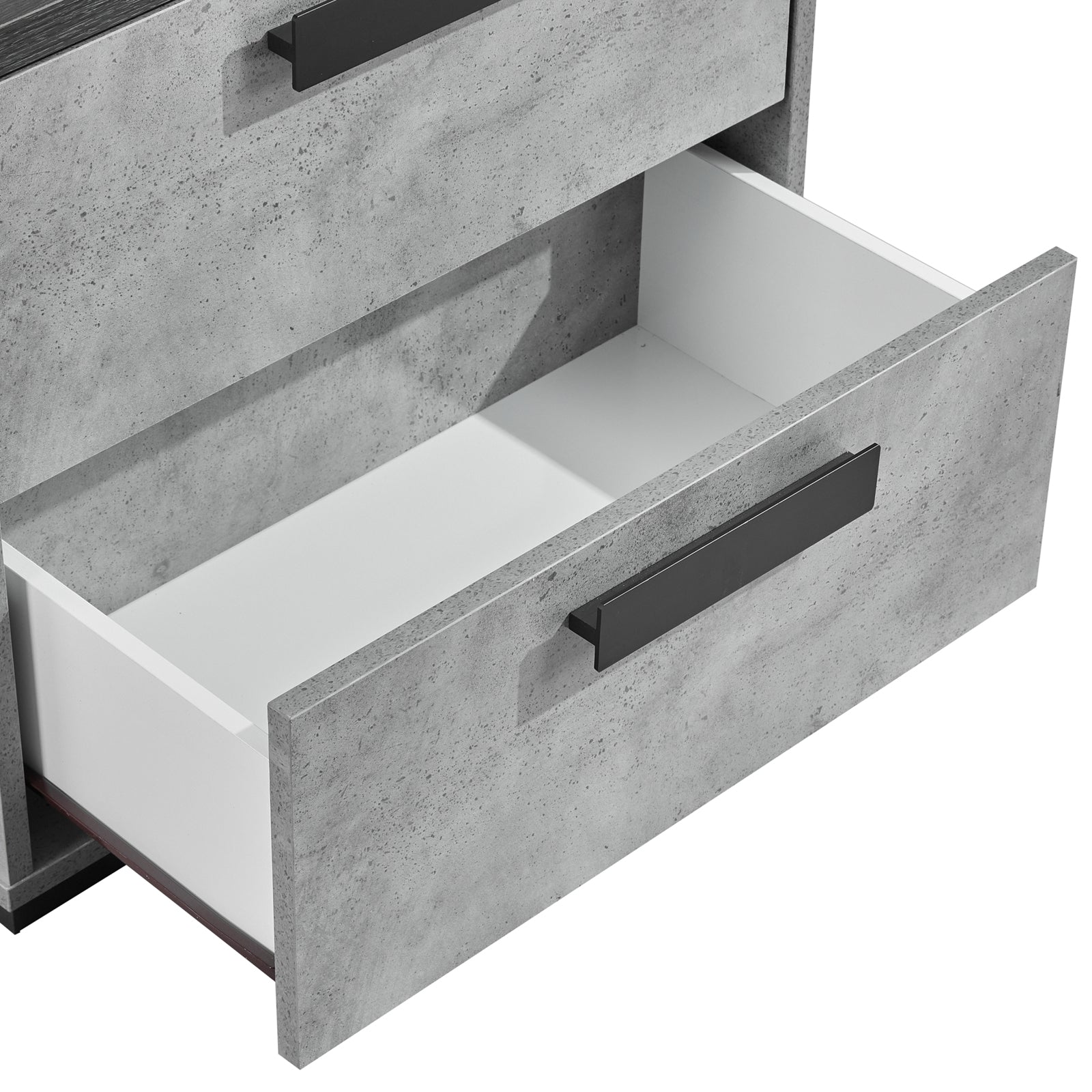 Elegant Bedside Table with 2 Drawers - Black & Cement