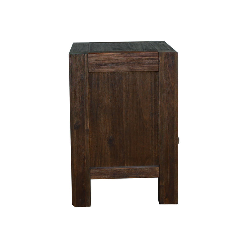 Bedside Table 2 Drawers Night Stand Solid Wood Acacia Storage In Chocolate - Bedside Tables