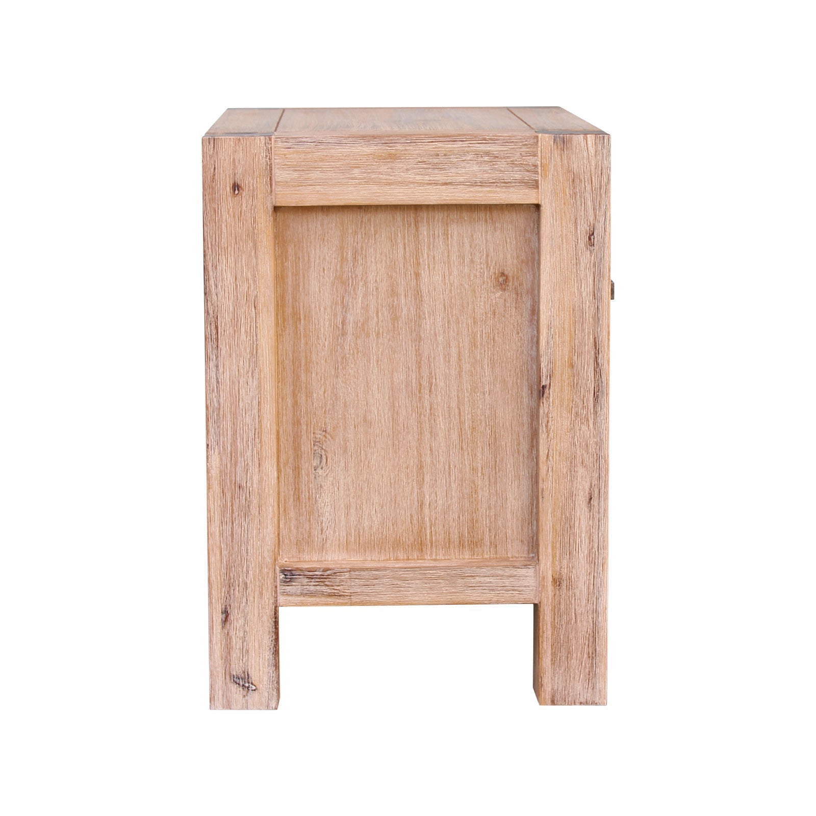 Oak colour - Bedside Table 2 Drawers Night Stand Solid Wood Acacia Oak