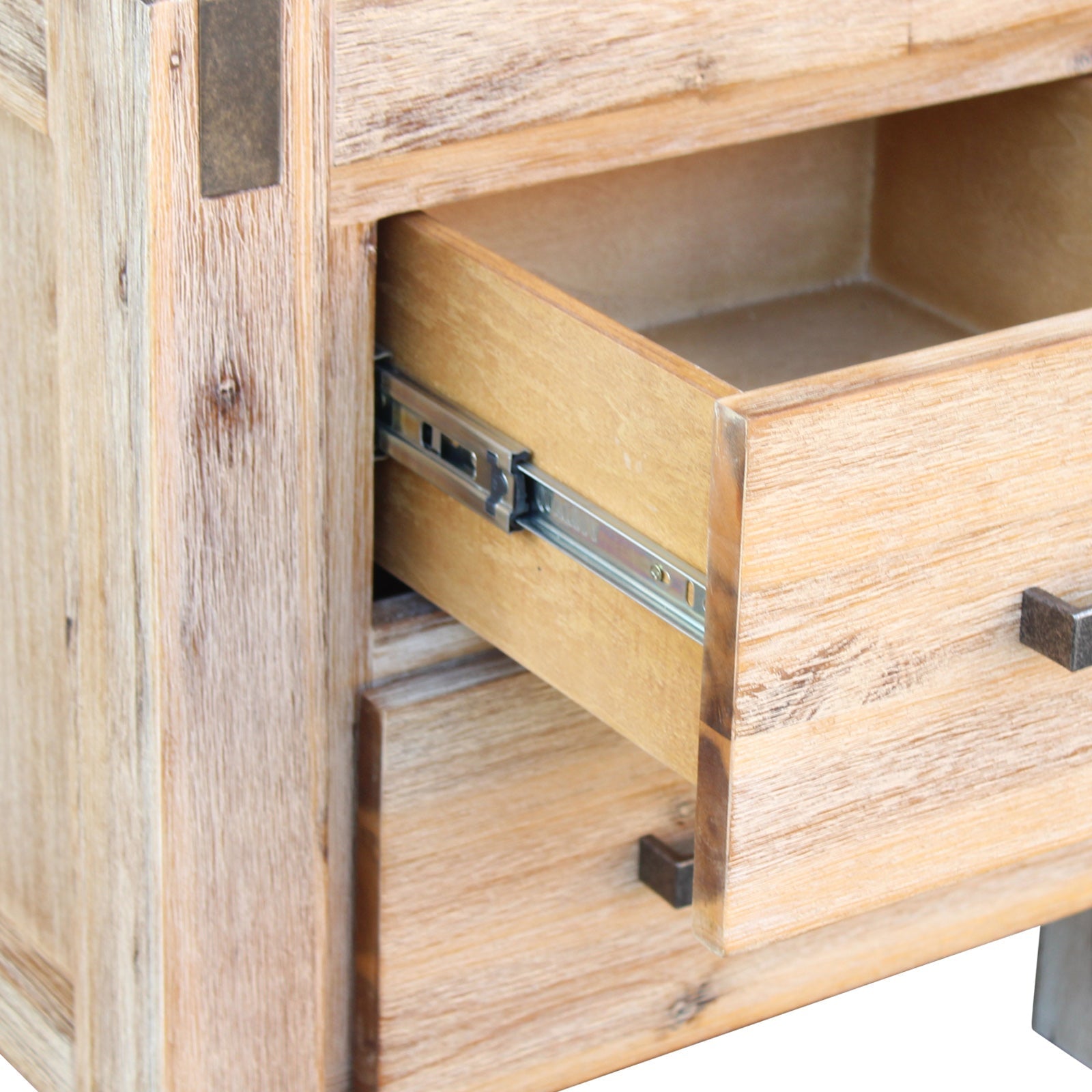 Bedside Table 2 Drawers Night Stand Solid Wood Acacia Oak - Colour
