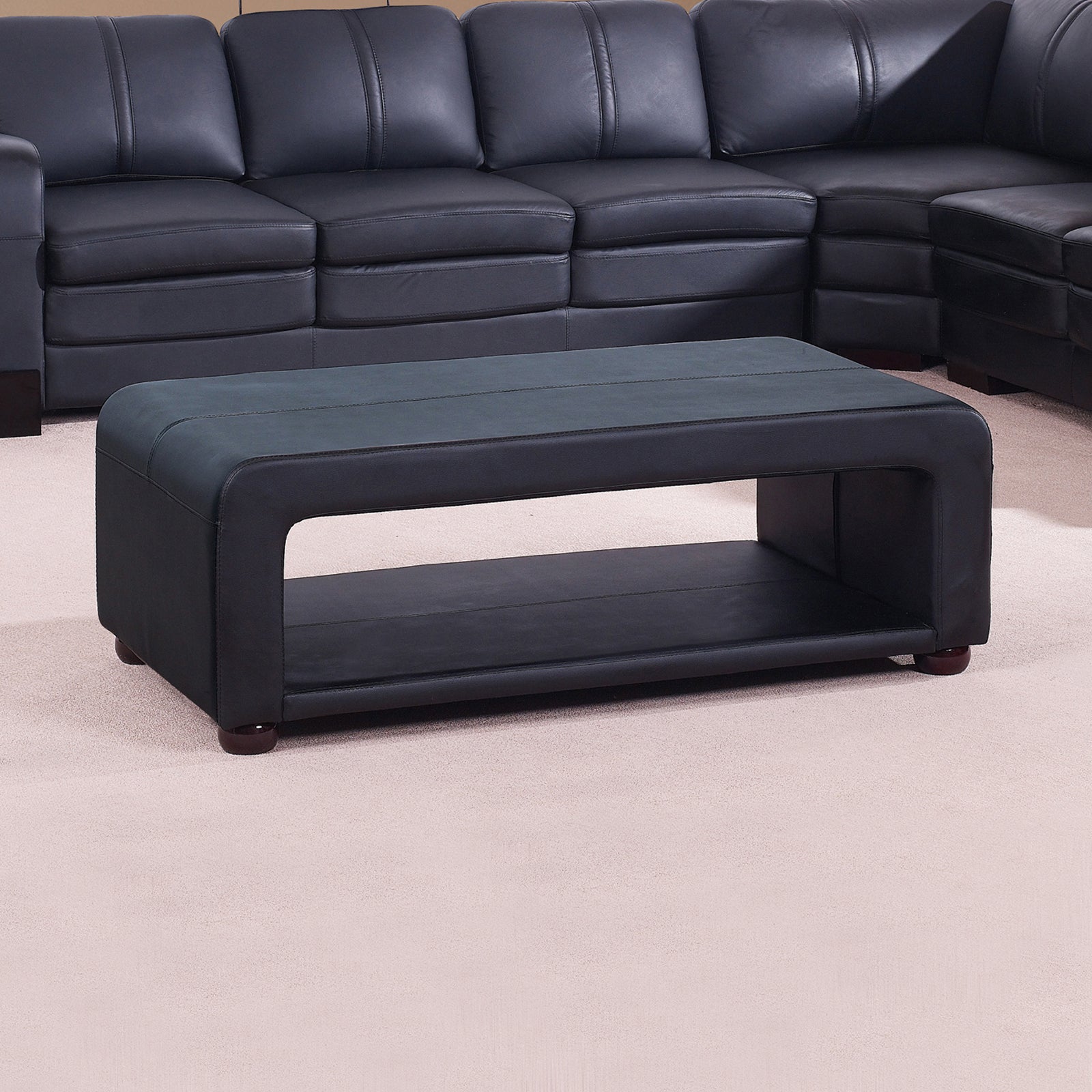 Coffee Table Upholstered PU Leather in Black Colour with open storage | Gaming Chairs