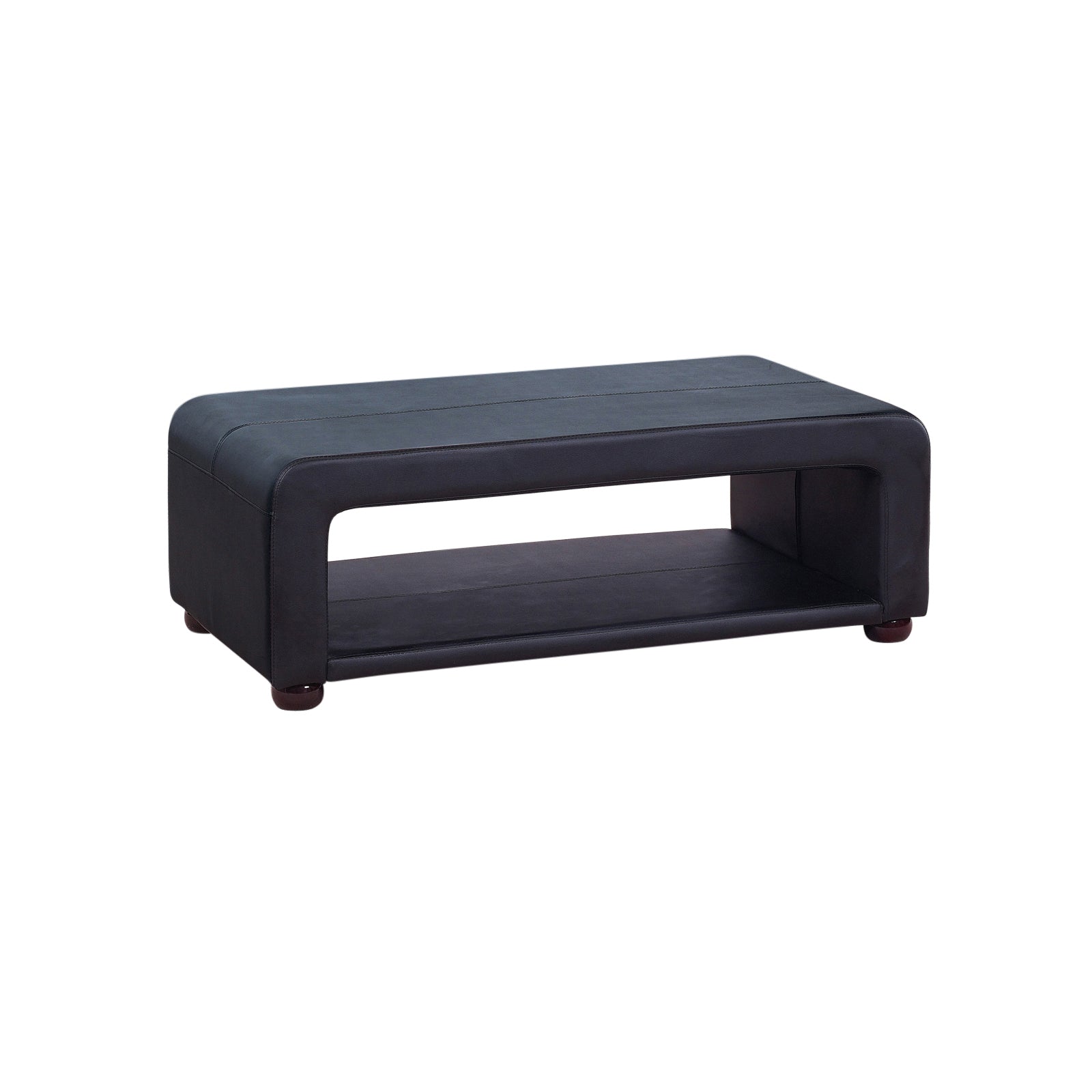 Coffee Table Upholstered PU Leather in Black Colour with open storage | Black colour