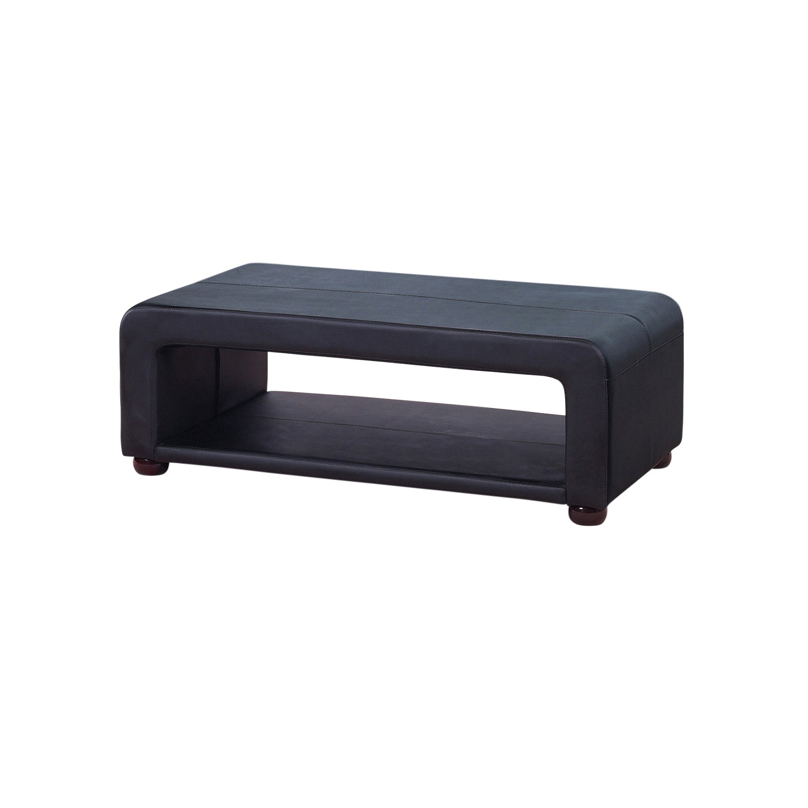 Coffee Table Upholstered PU Leather in Black Colour with open storage, Gaming Chairs
