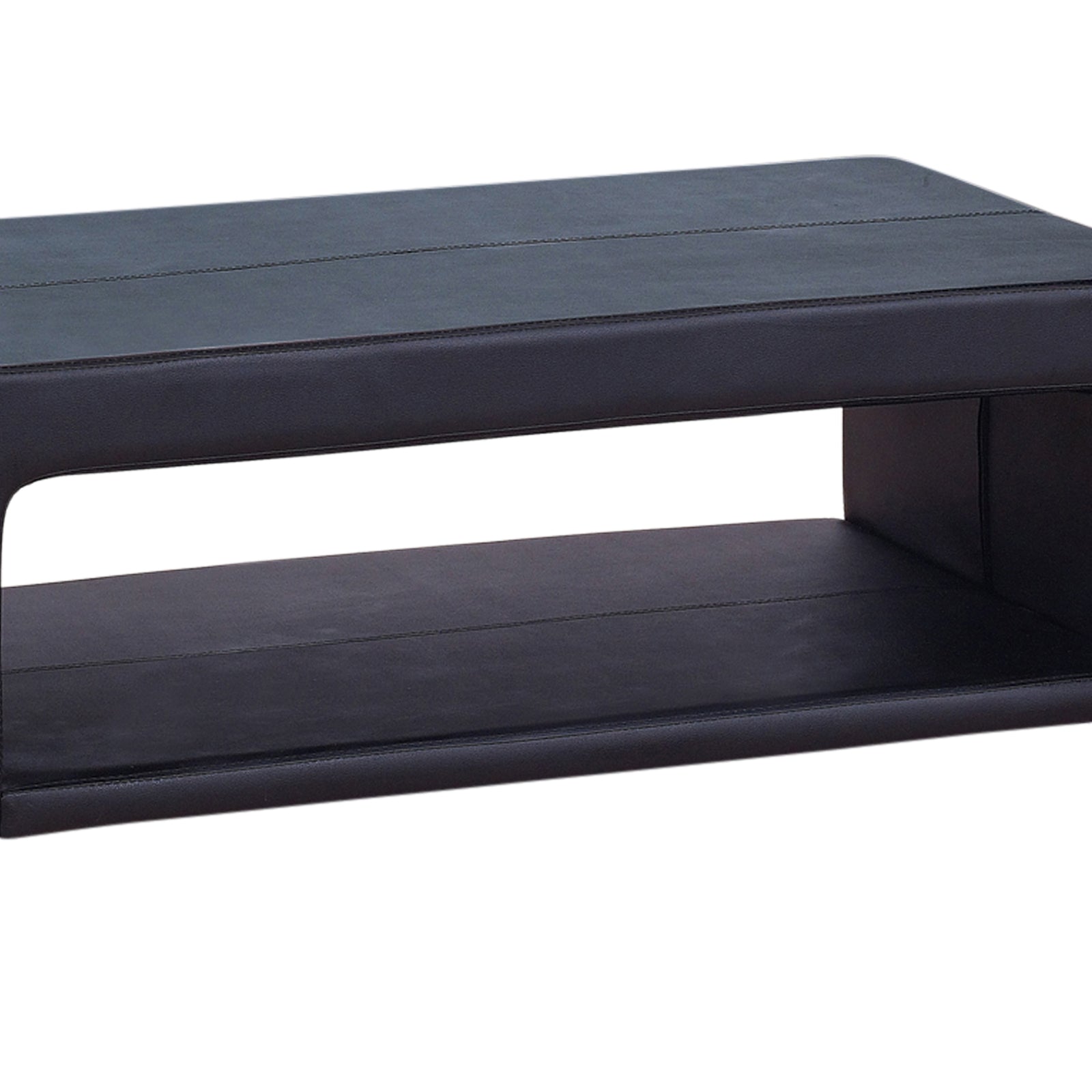 Black colour - Coffee Table Upholstered PU Leather in Black Colour with open storage