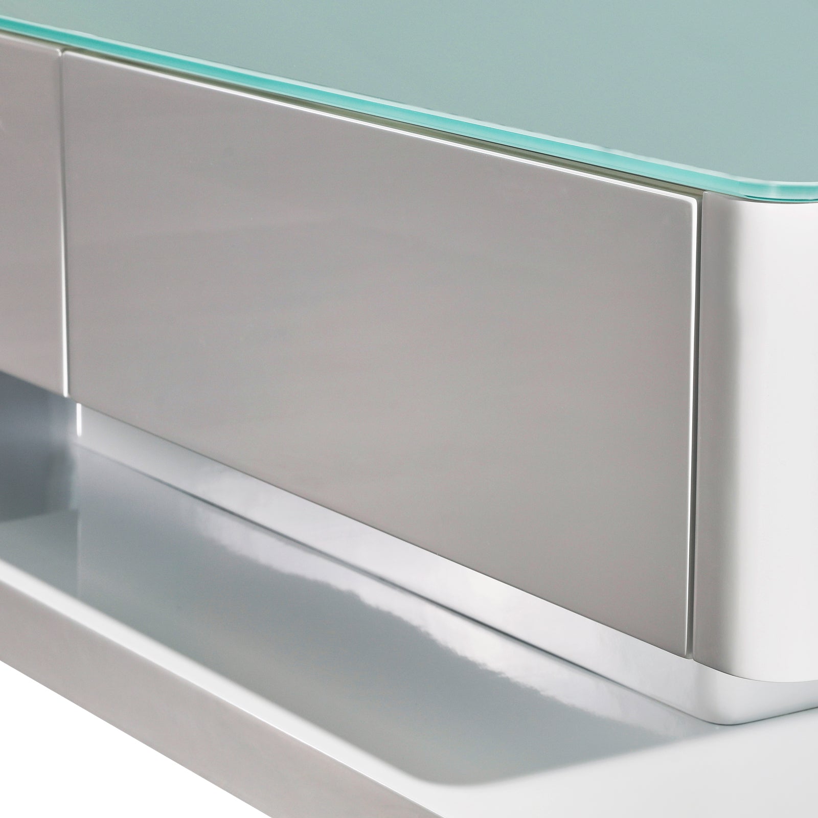 Stylish Coffee Table High Gloss Finish Shiny White With 4 Drawers Storage