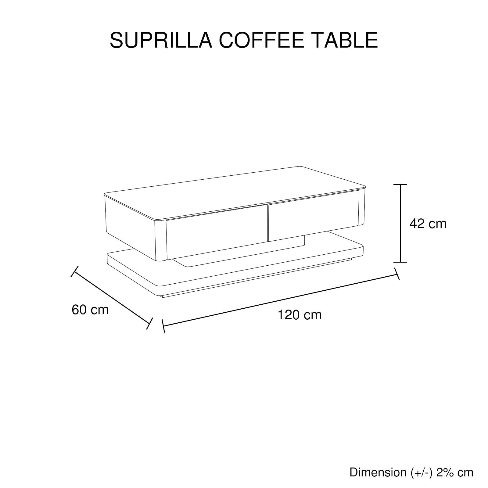Stylish Coffee Table High Gloss Finish Shiny White With 4 Drawers Storage