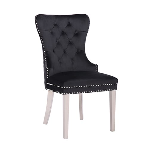 Dining Chair Black Velvet Stainless Steel