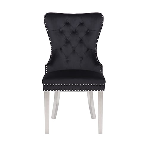 Dining Chair Black Velvet Stainless Steel