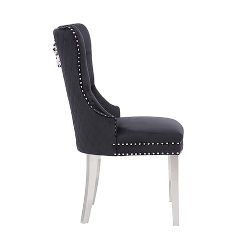 Dining Chair Black Velvet Stainless Steel