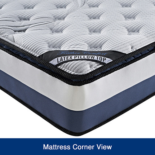 Double 28cm Thick Pocket Spring Mattress with Natural Latex Pillow Top Medium Firm
