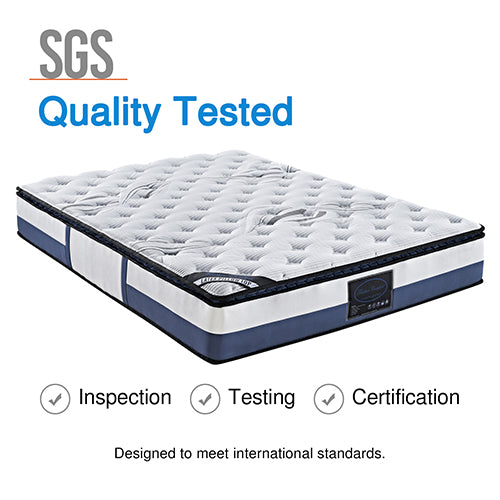 Queen 28cm Thick Pocket Spring Mattress with Natural Latex Pillow Top Medium Firm