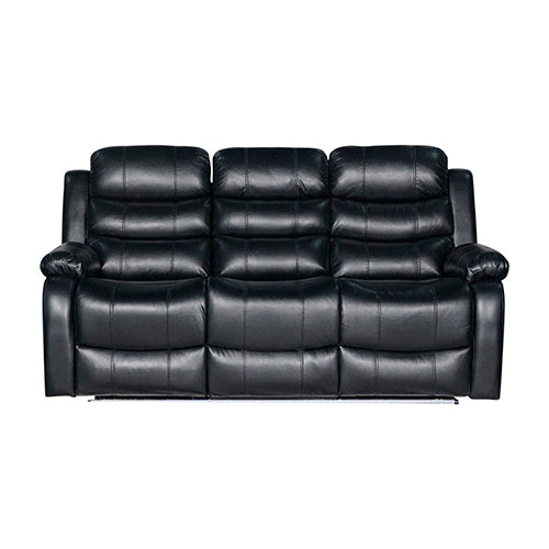 3-2-1 Black Leatherette Recliner With Led Console And Ultra