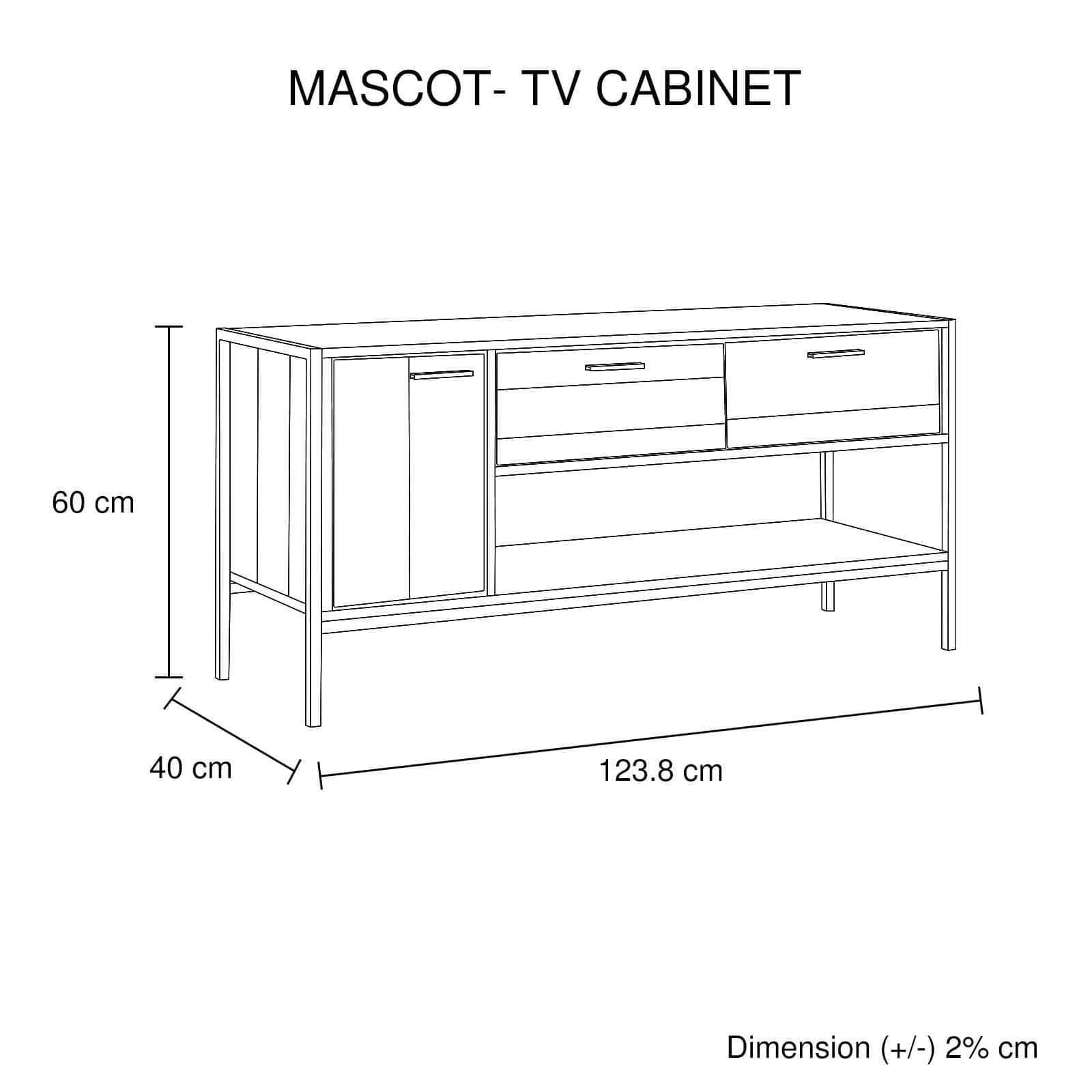 Oak Tv Cabinet With 2 Drawers