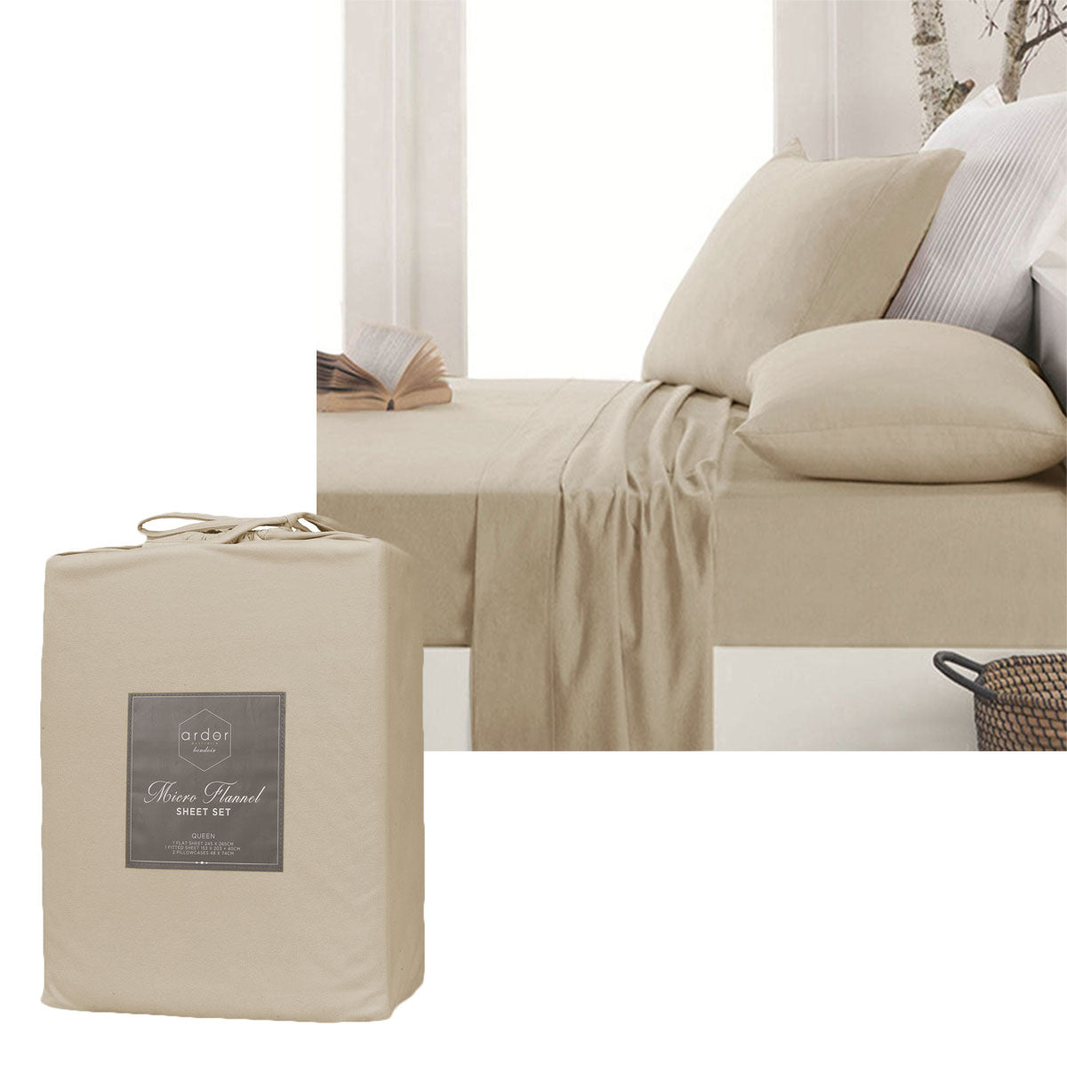 Micro Flannel Sheet Set Latte Single
