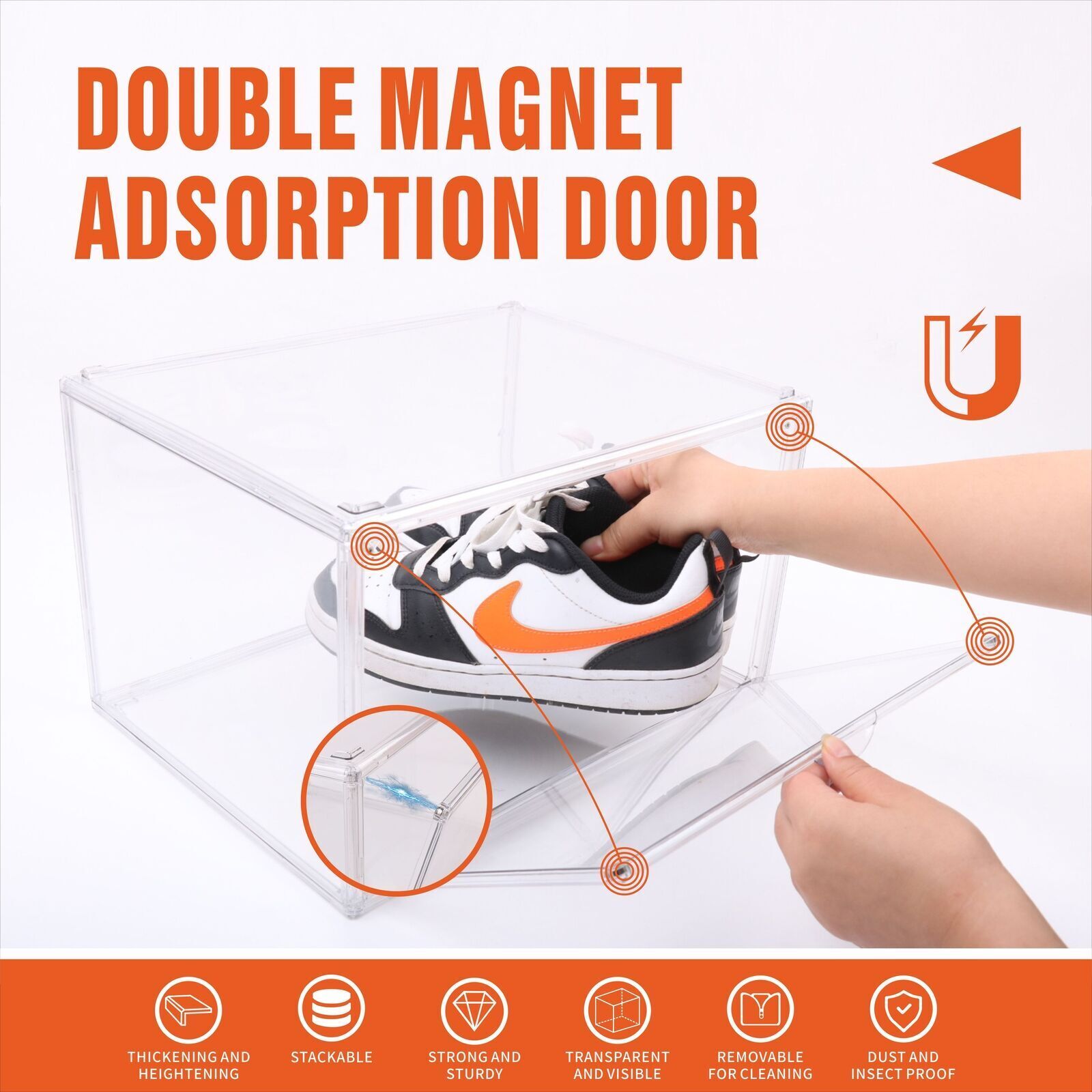 Stackable Shoe Storage Box Clear 36x27x22cm