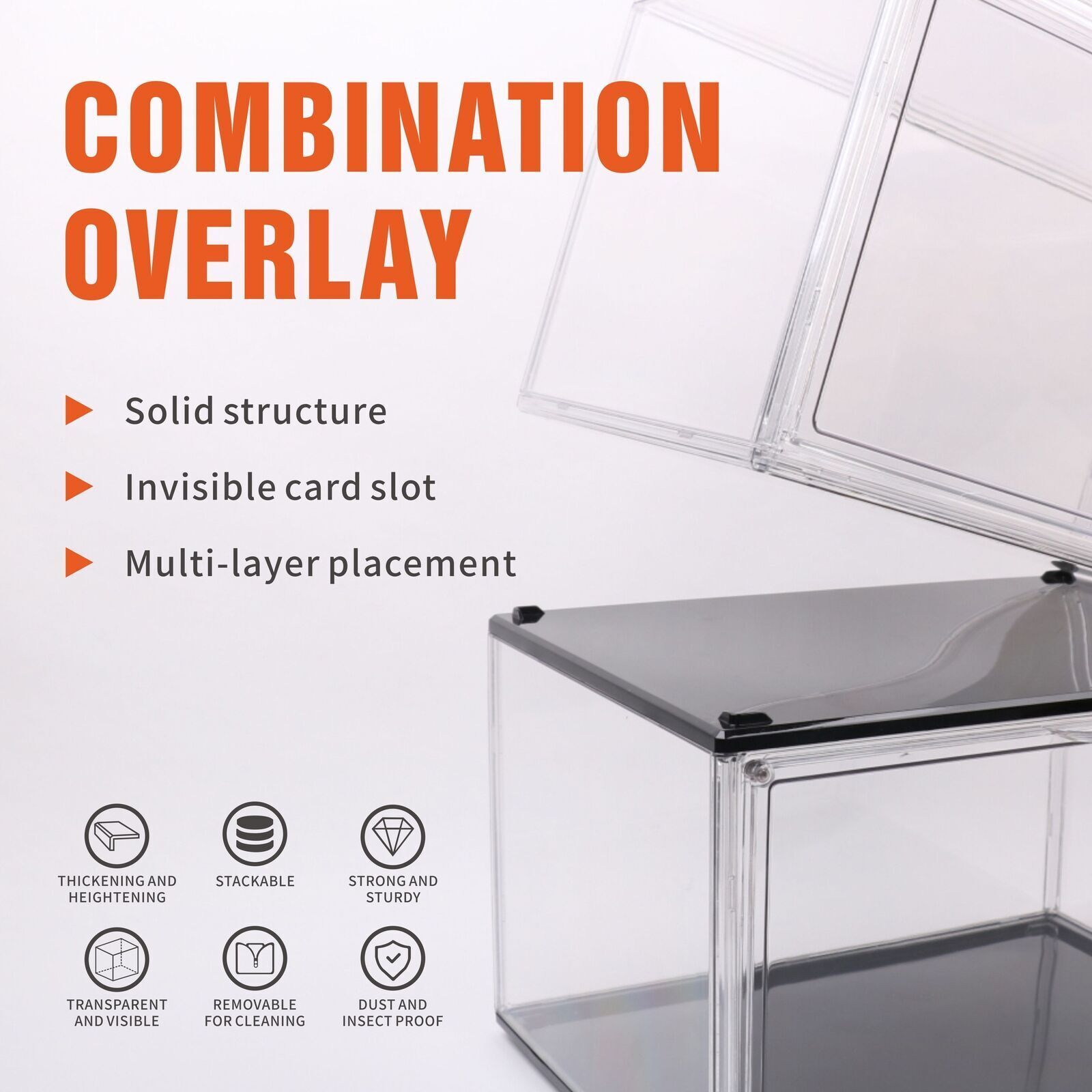 Stackable Shoe Storage Box Clear 36x27x22cm