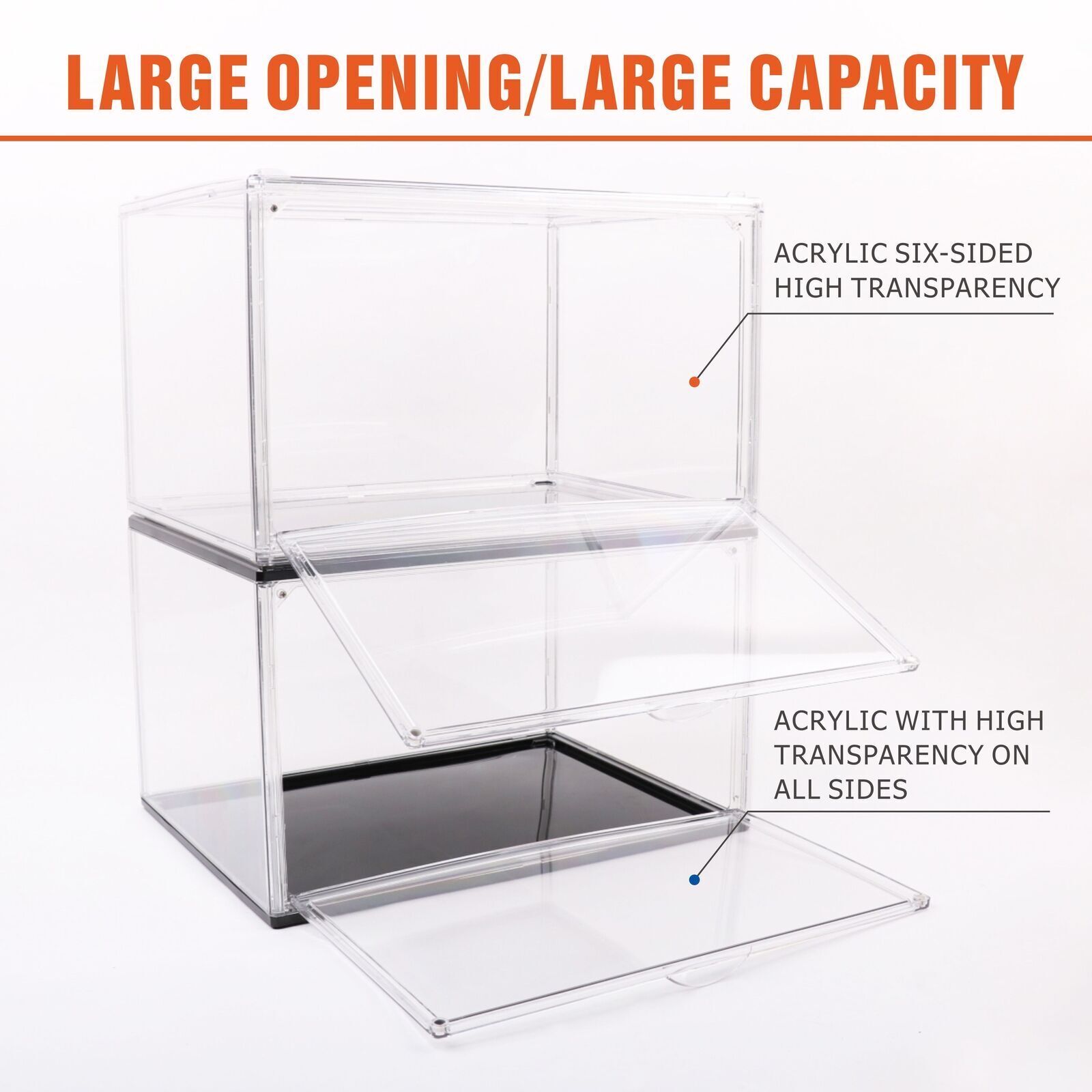 Stackable Shoe Storage Box Clear 36x27x22cm