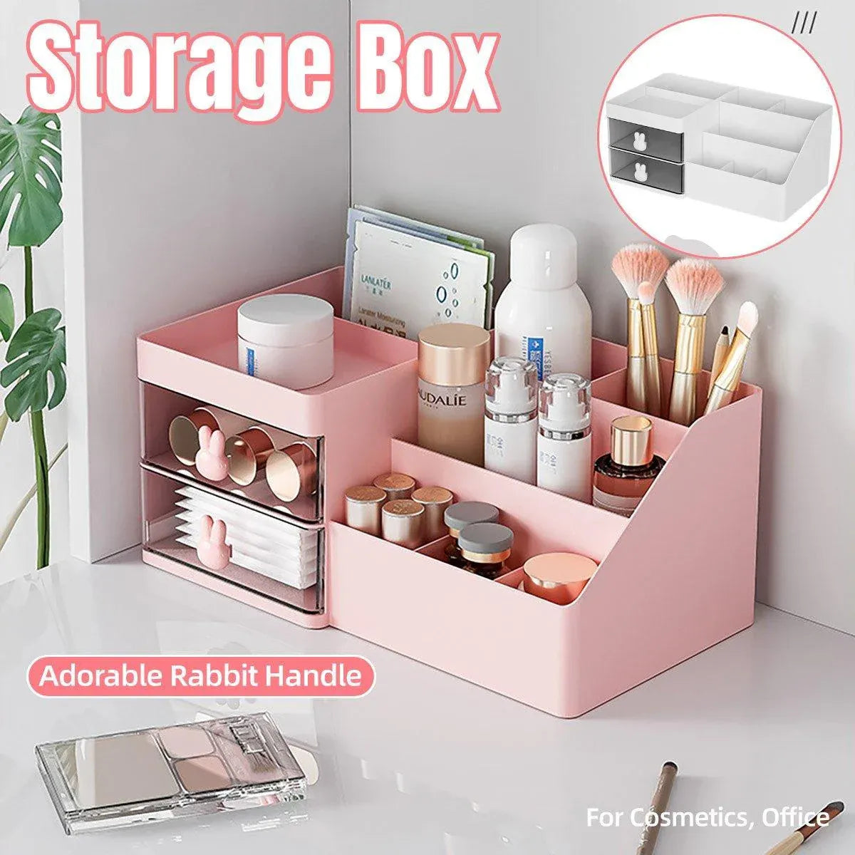 Cosmetic Storage Box Pink 28.5x17x12cm