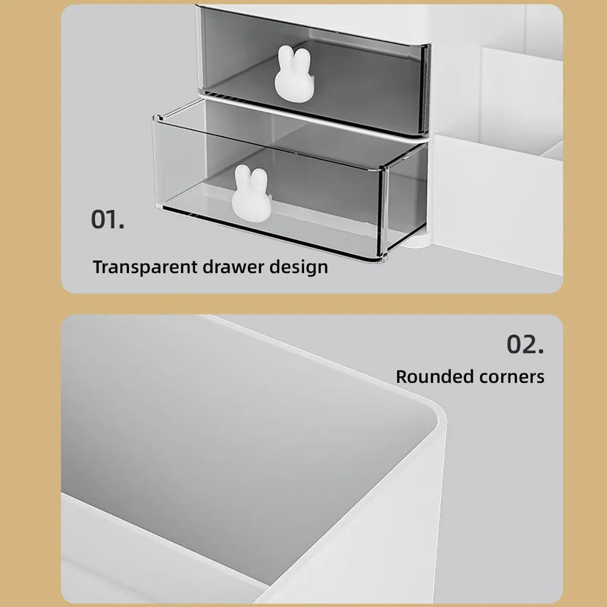 Cosmetic Storage Box Pink 28.5x17x12cm