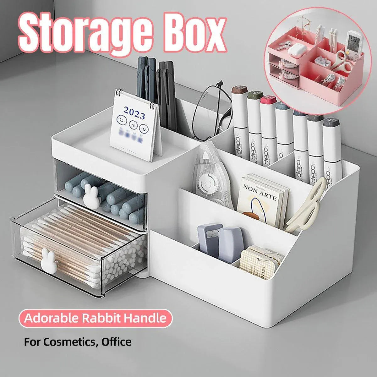 Cosmetic Storage Box Pink 28.5x17x12cm