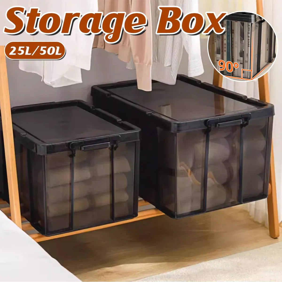 Clear Front Storage Box Stackable 51.5x37.5x31.5cm