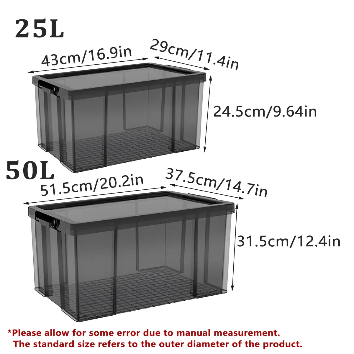 Clear Front Storage Box Stackable 51.5x37.5x31.5cm