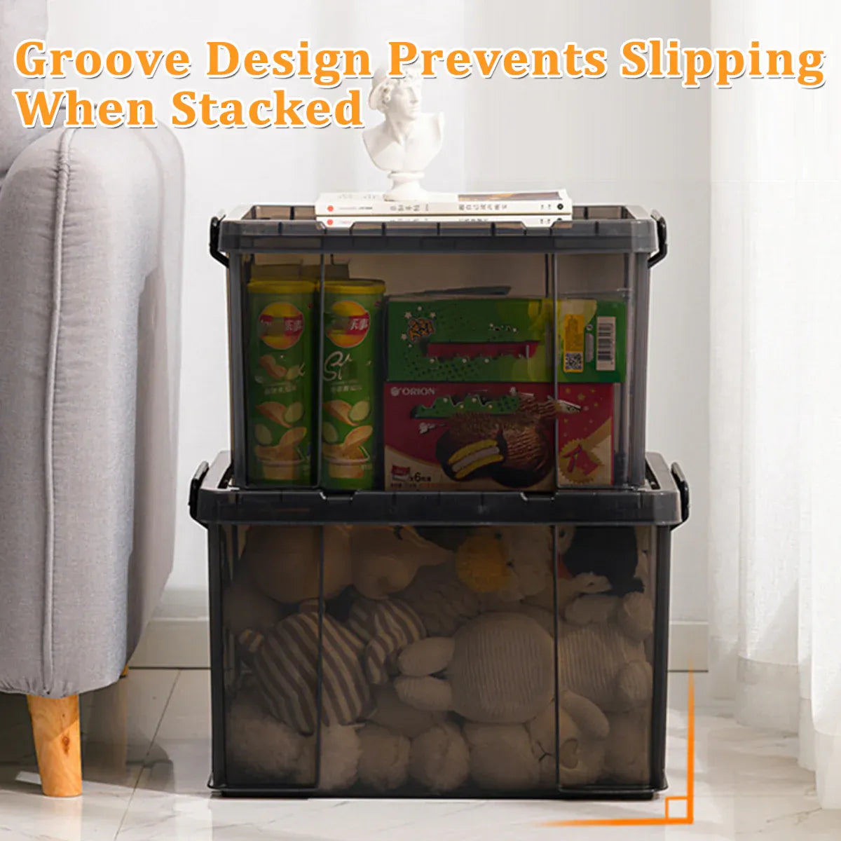 Clear Front Storage Box Stackable 51.5x37.5x31.5cm