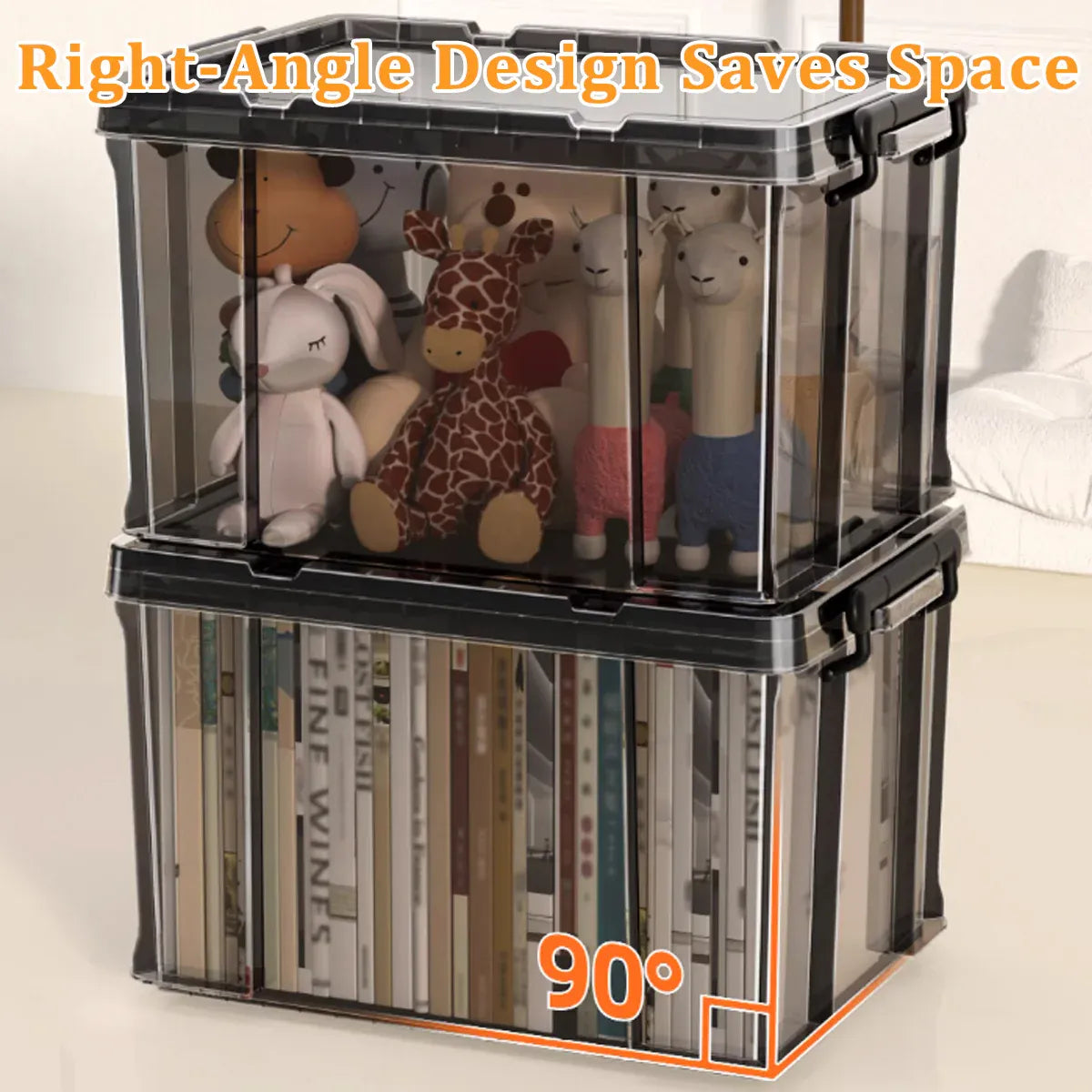 Clear Front Storage Box Stackable 51.5x37.5x31.5cm