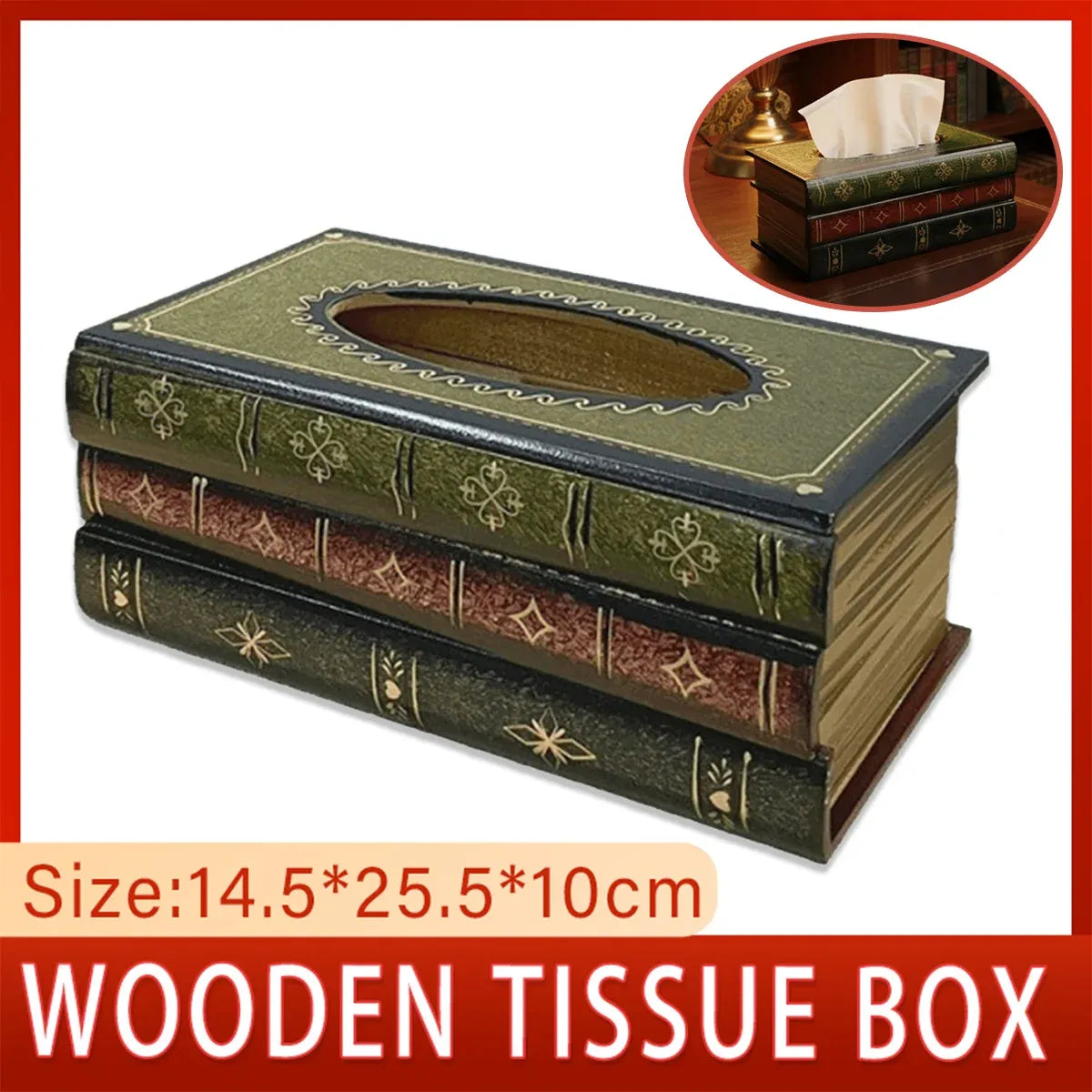 Tissue Box Book Shape Brown 25.5x14.5x10cm