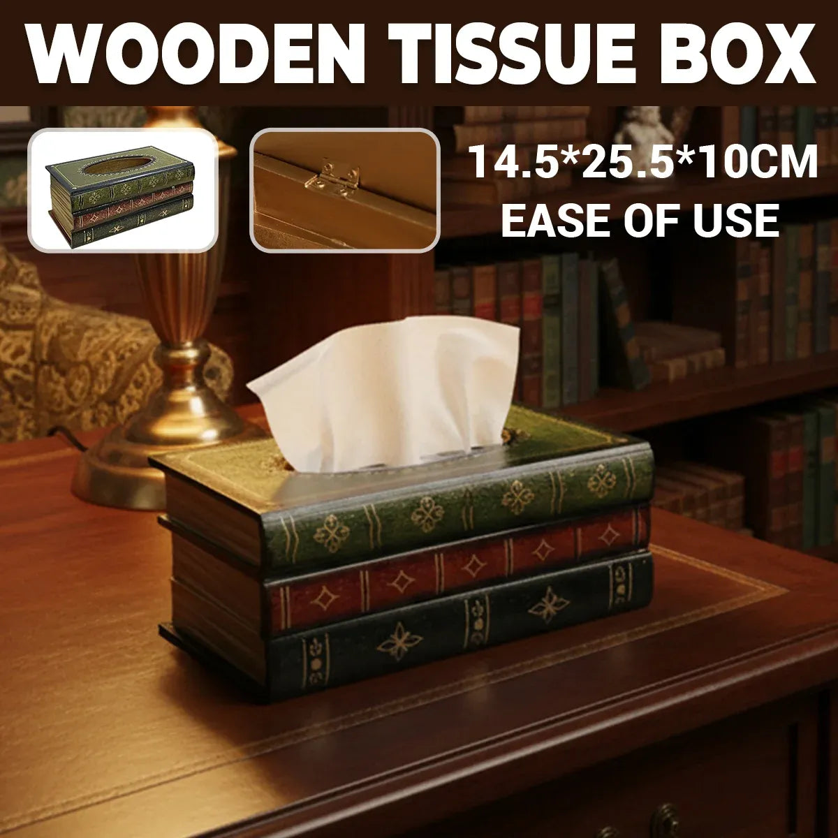 Tissue Box Book Shape Brown 25.5x14.5x10cm