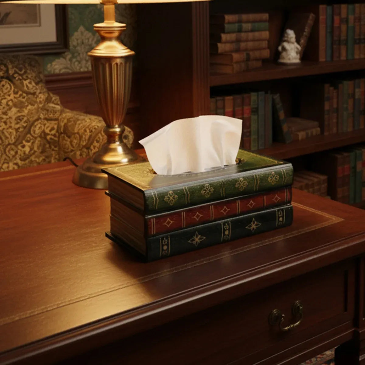 Tissue Box Book Shape Brown 25.5x14.5x10cm