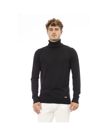 Trendy Black/Blue Modal Sweater Baldinini Trend Men