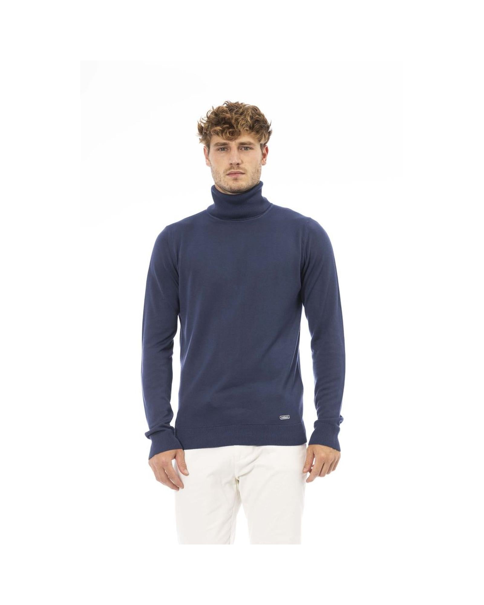 Trendy Black/Blue Modal Sweater Baldinini Trend Men