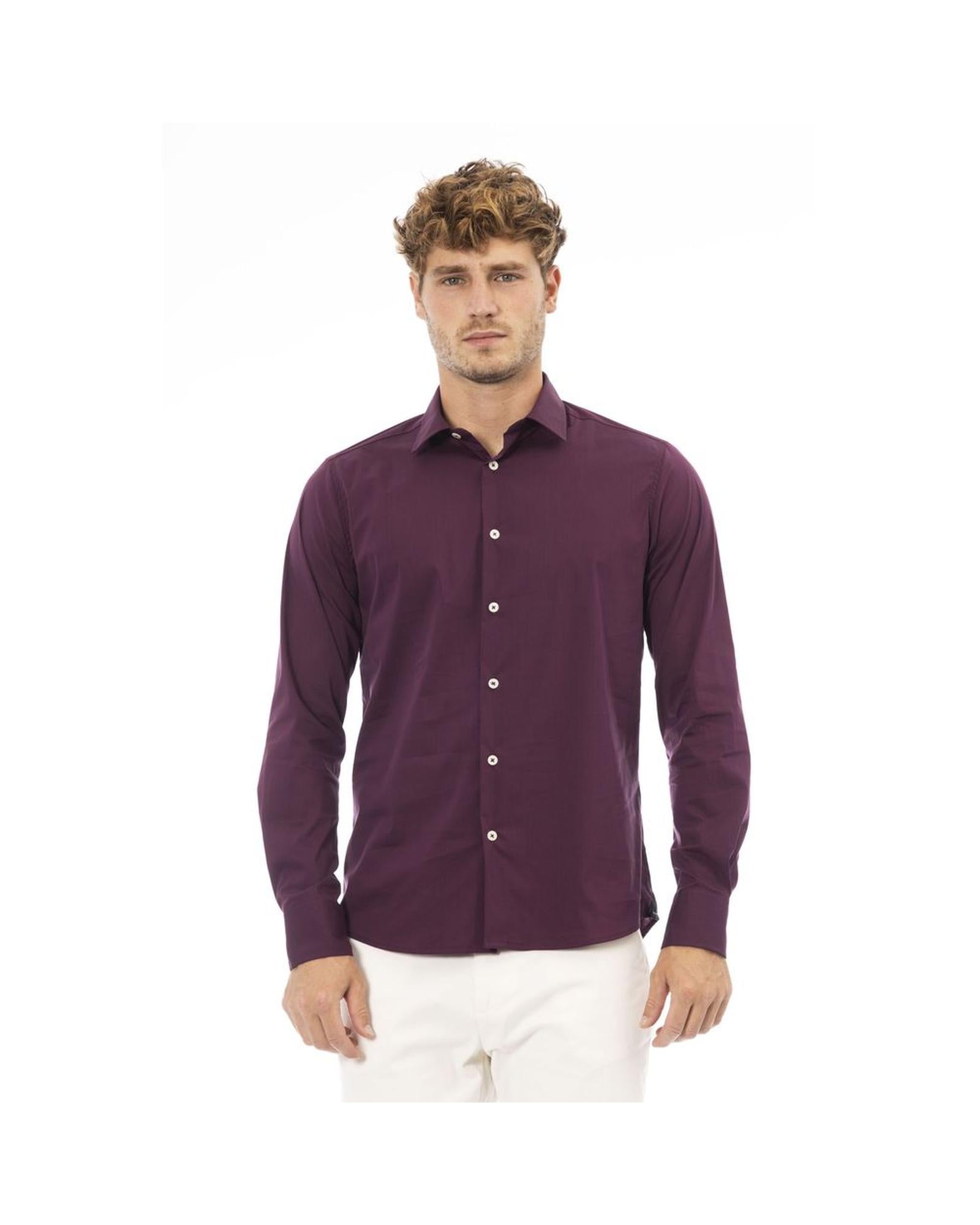 Midnight Black/Red/Grey - Baldinini Trend Men'S Cotton Shirt