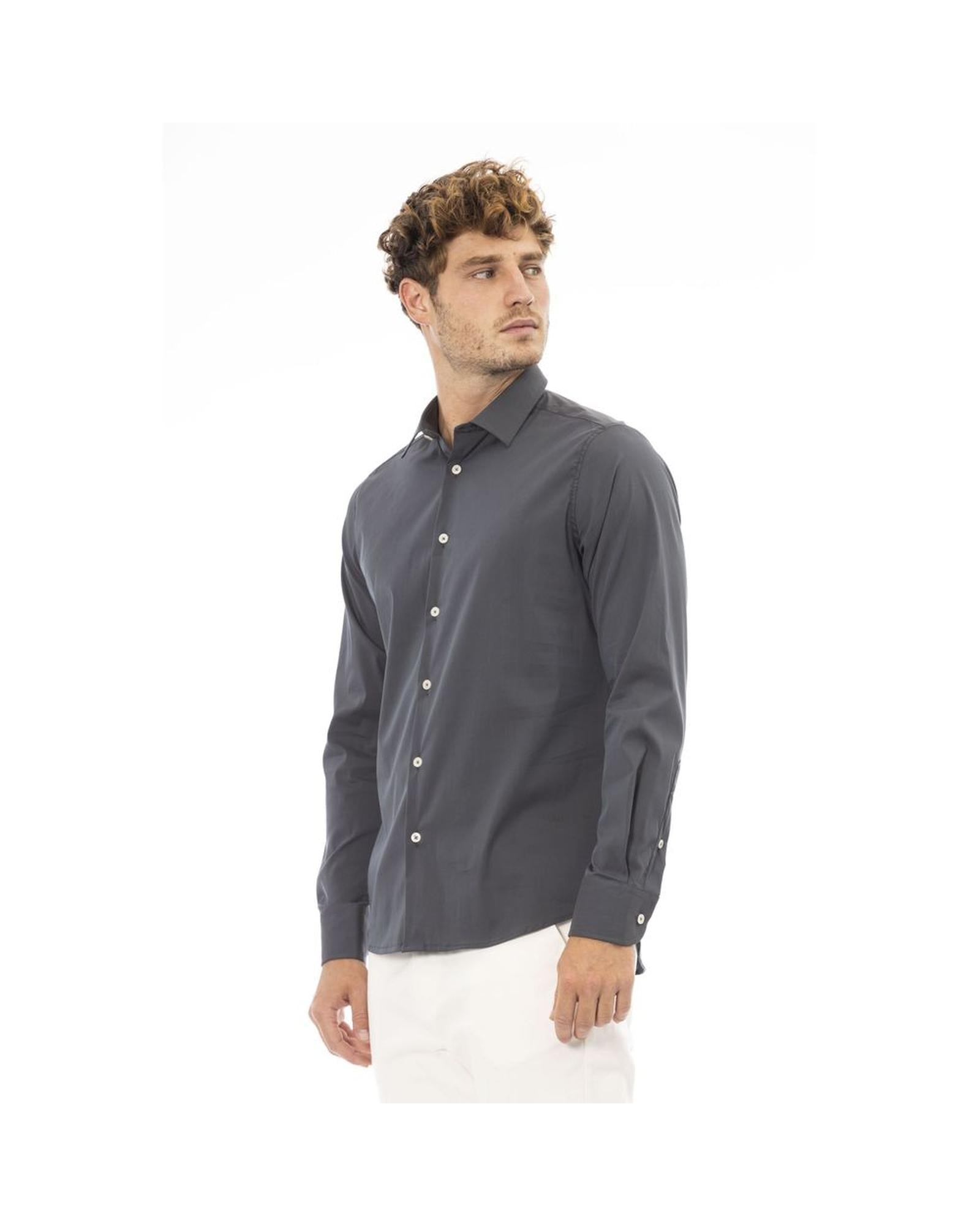 Midnight Black/Red/Grey - Baldinini Trend Men'S Cotton Shirt