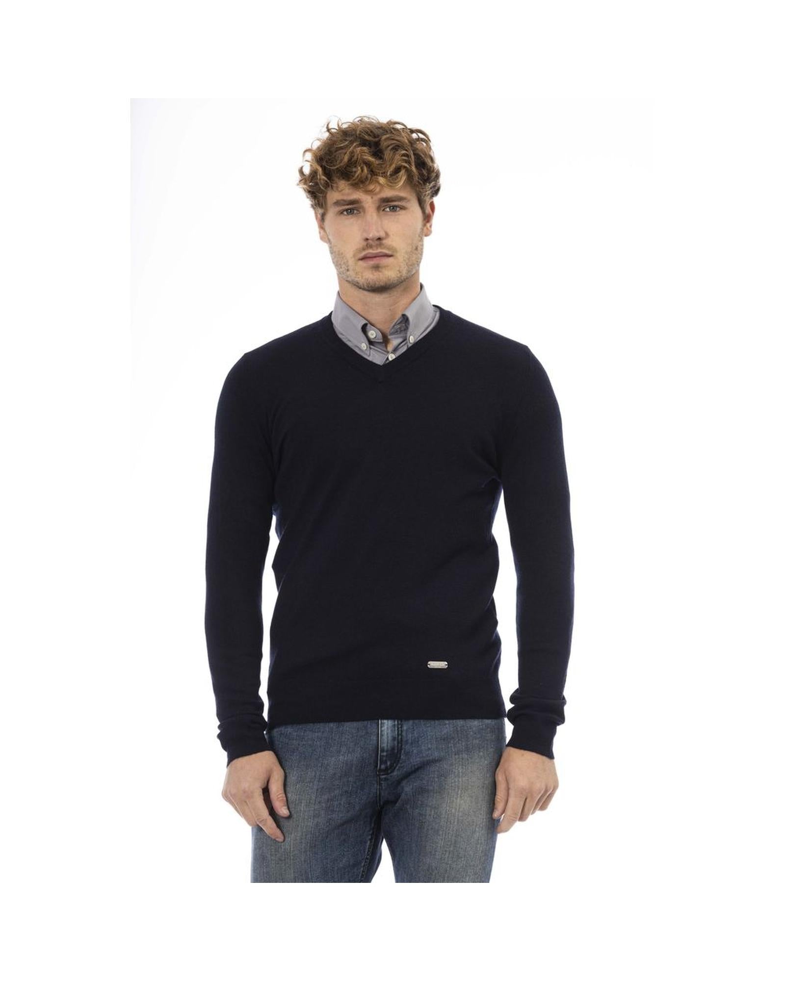 Twilight Chic Baldinini Trend Blue/Black Wool Sweater