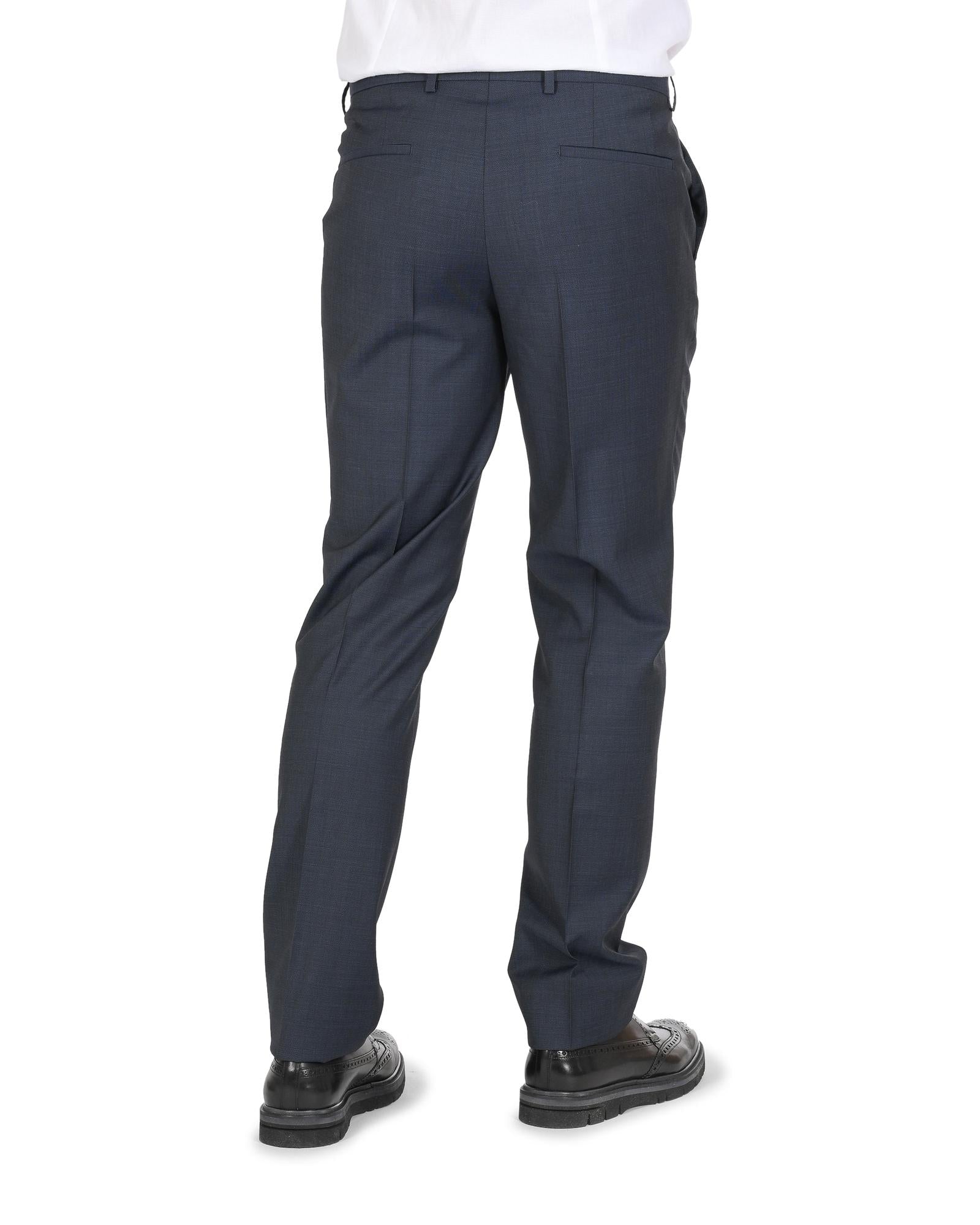 Comfort Hugo Boss Men'S Dark Blue/Grey Virgin Wool Trousers