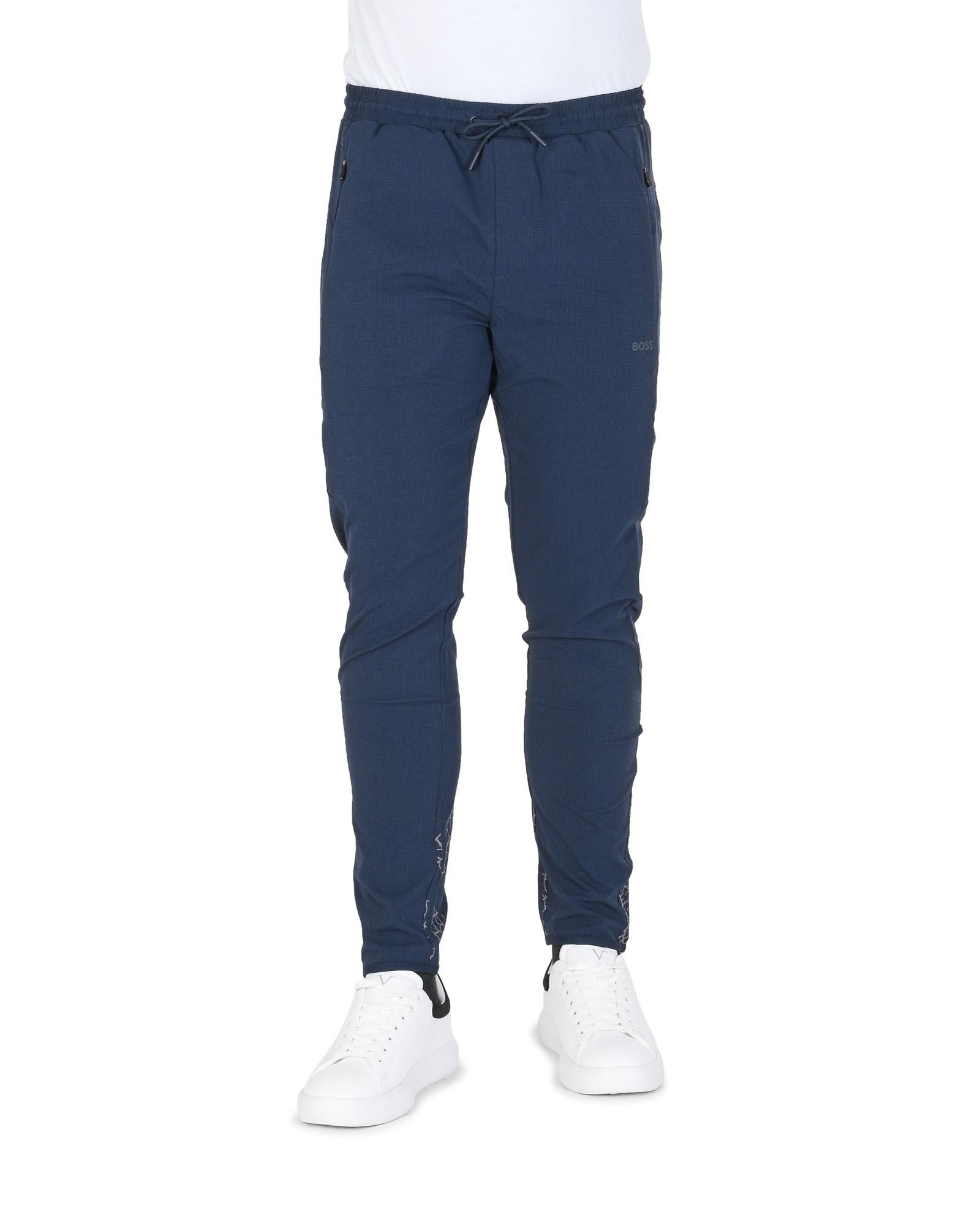 Silver/Navy blue Stride Hugo Boss Men'S Cotton Polyester Blend Pants