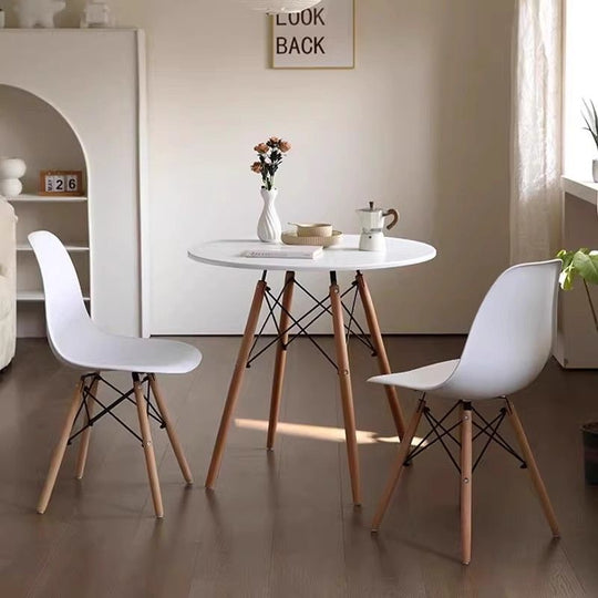 80cm Modern Round Kitchen Table with Wood Legs | Dining Tables