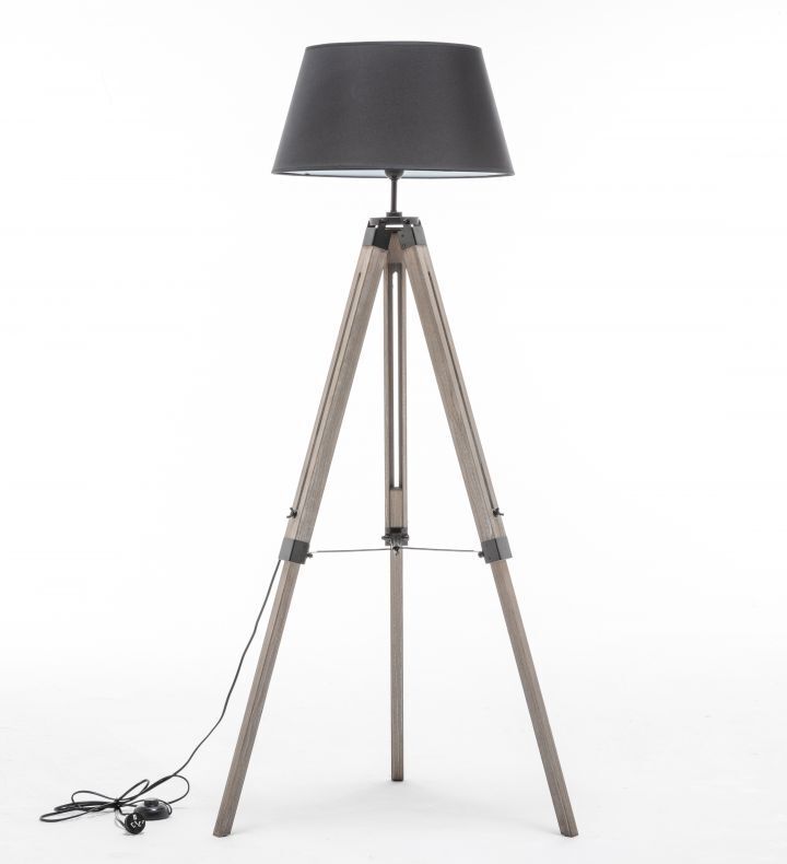 Large Tripod Floor Lamp - Linen Shade/ Retro Vintage